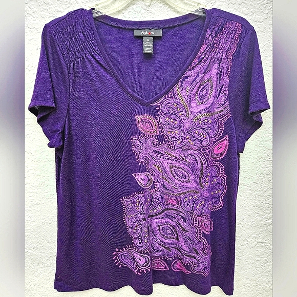 "Style & Co" Beautiful Purple Top with Beeds